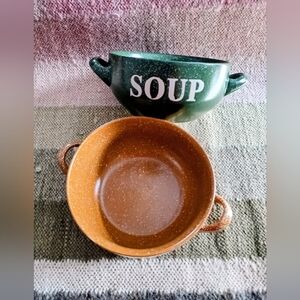 Set Of Two Mulberry Soup Bowls With Double Handles
